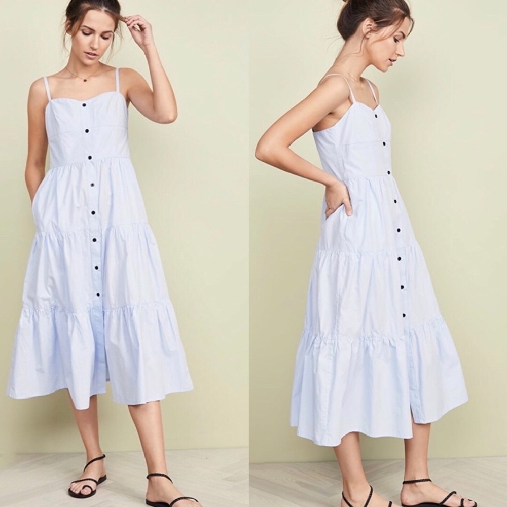Solid & Striped Button Up Tiered Midi Dress - image 3